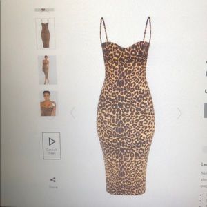 Leopard Print Strappy Cup Detail Midi Dress